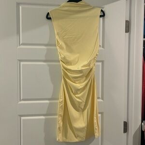 Amazon Yellow Ruched Mini Dress